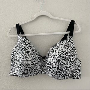 Cacique lightly lined balconette bra 46DD black I want animal print